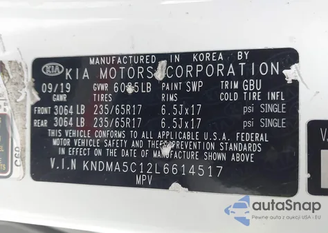 2020 Kia Sedona L из США, поврежденный, VIN KNDMA5C12L6614517